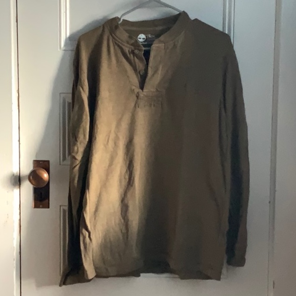 Timberland olive green Henley-style long sleeve